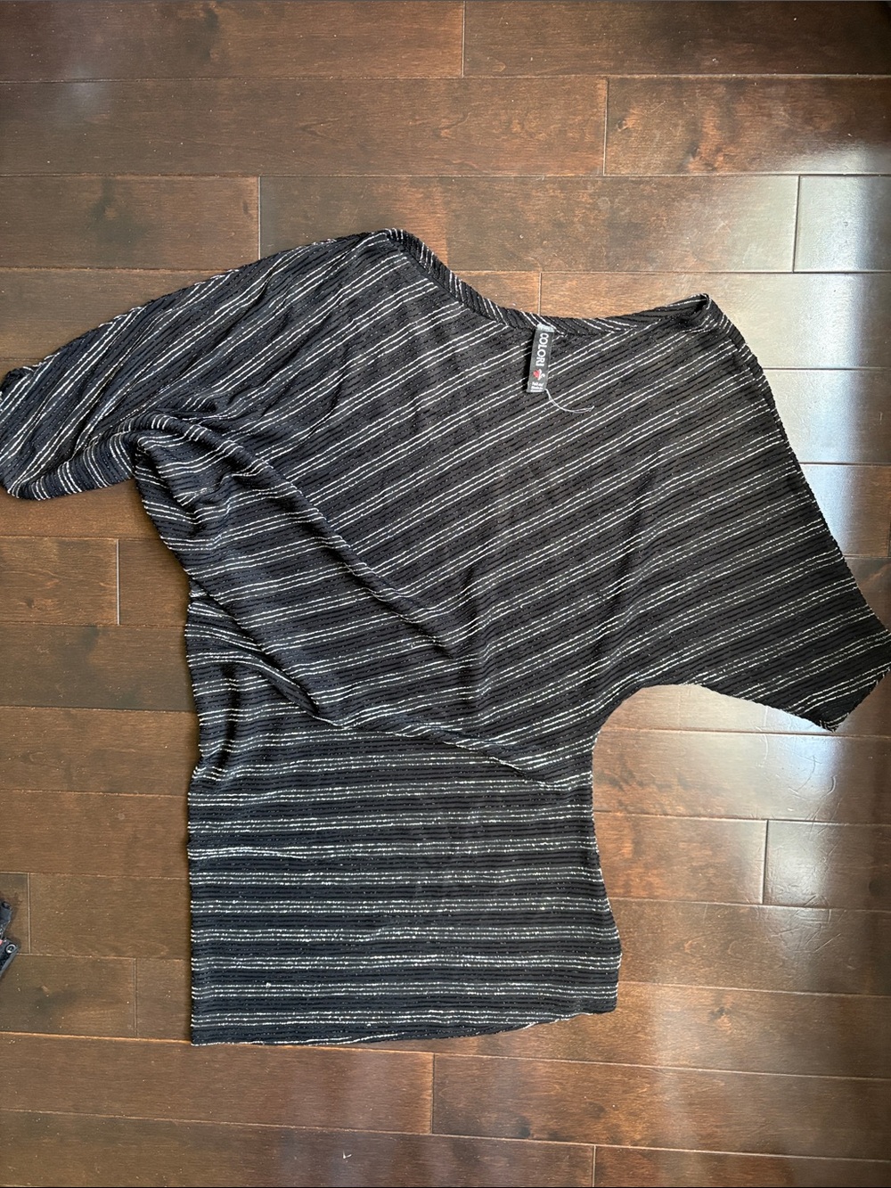 NEW | Black Gray Stripe Dolman Sleeve Top